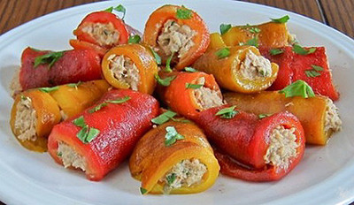 Рулетики из сладкого перца с рисом